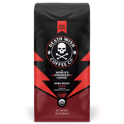 Death Wish Dark Roast Ground Coffee Organic Fair Trade, 16oz