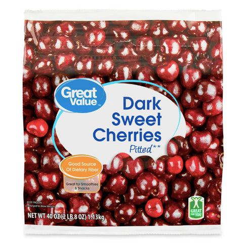 Great Value Frozen Pitted Dark Sweet Cherries, 40 oz