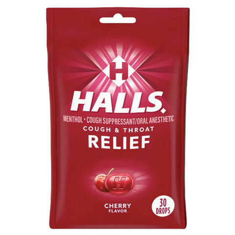 HALLS Relief Cherry Cough Drops, 30 Count