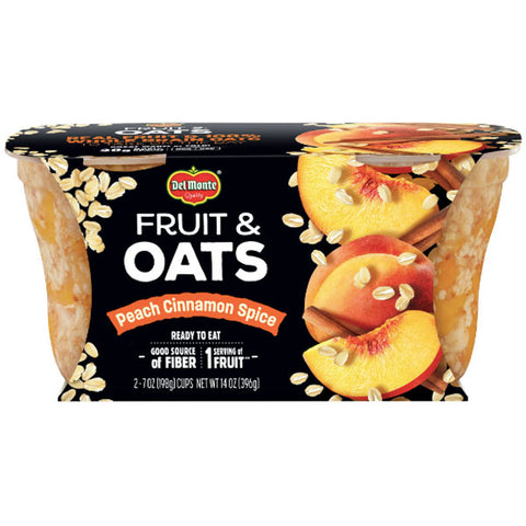 Del Monte Fruit & Oats Peach Cinnamon Fruit Cups, 7 oz, 2 Count