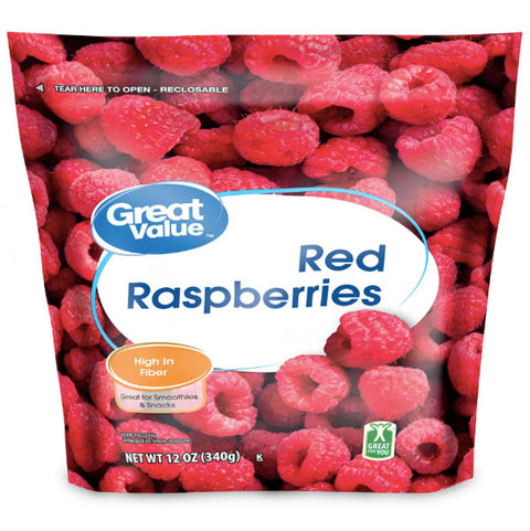 Great Value Frozen Whole Red Raspberries, 12 oz