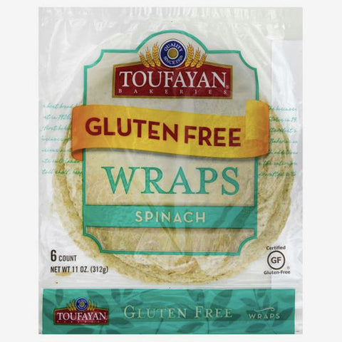 Toufayan Spinach Wraps, Gluten Free, 11oz, 6 Count