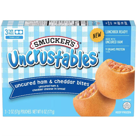 Smucker's Uncrustables Frozen Uncured Ham & Cheddar Bites, 6oz, 3 Count