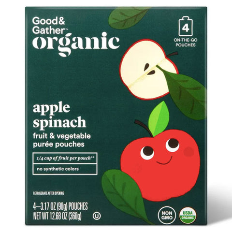 Good & Gather Organic Applesauce Pouches, Apple Spinach, 4 Count