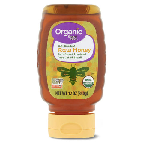 Great Value Organic Strained Raw Honey, 12 oz