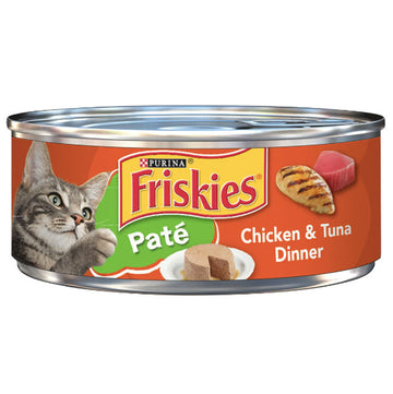 Friskies Pate Wet Cat Food, Chicken & Tuna Dinner, 5.5 oz.