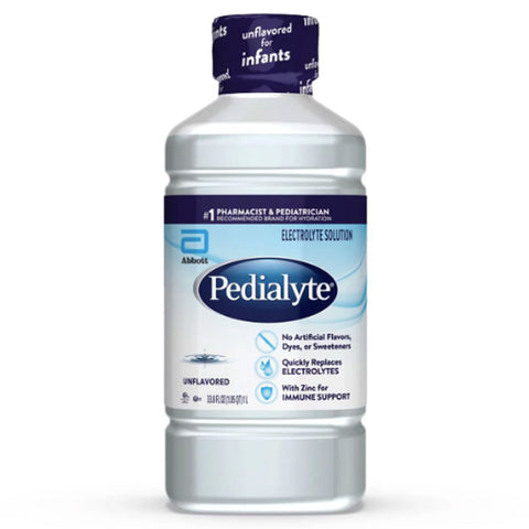 Pedialyte Electrolyte Water, Unflavored, 33.8 Fl Oz.