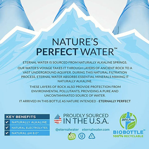 Eternal Water Naturally Alkaline Spring Water, 600 ml, 6 Count