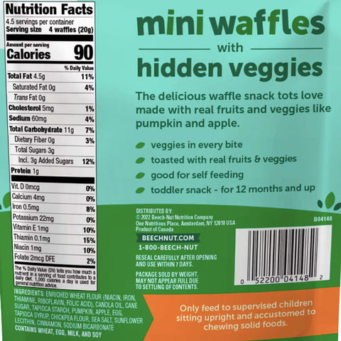 Beech-Nut Mini Waffles Pumpkin Apple & Cinnamon Hidden Veggies, 3.2 oz