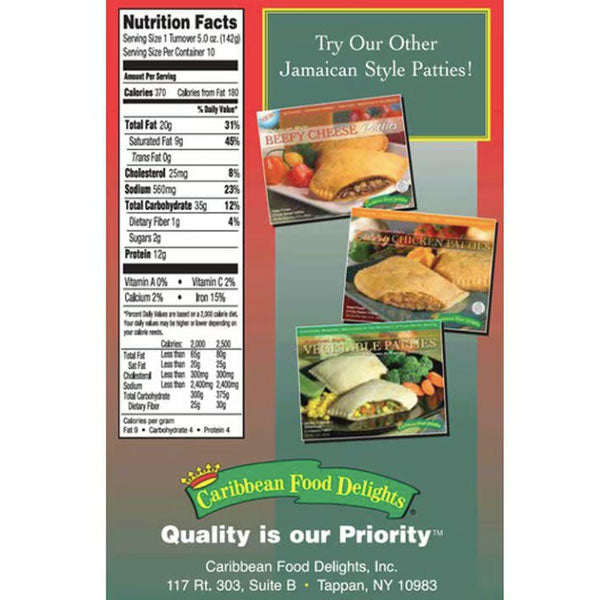 Caribbean Food Delights-Jamaican Style Spicy Beef Patties-10 oz., 2 - 5 oz.  Individually Wrapped Frozen Patties