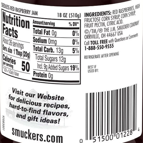 Smucker's Seedless Red Raspberry Jam, 18 oz