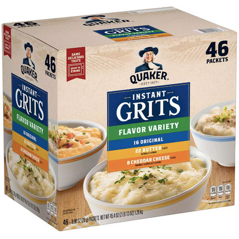 Quaker Instant Grits Flavor Variety Pack, 46 Count