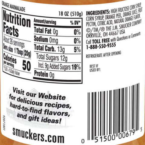 Smucker's Sweet Orange Marmalade, 18 oz