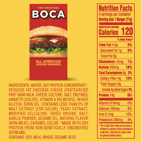 BOCA All American Veggie Burgers, 4 Count