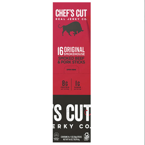 Chef's Cut Original Smokehouse Beef Pork Meat Stick, 16 Count