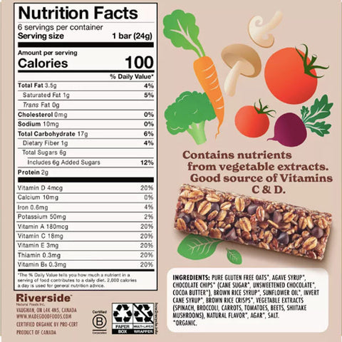 MadeGood Chocolate Chip Granola Bars, 6 Bars