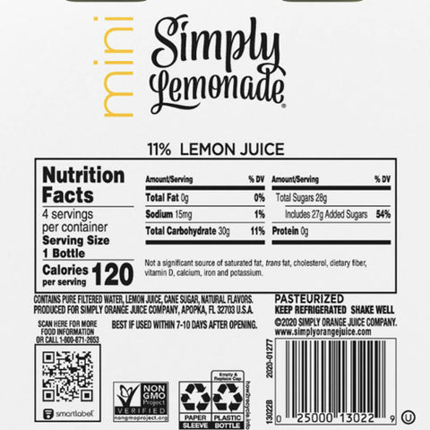 Simply Lemonade Bottles, 8 fl oz, 4 Count