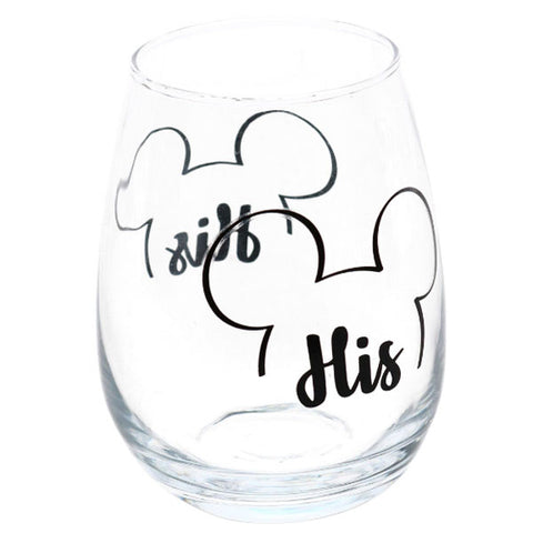 Mickey Mouse Mickey & Minnie His & Hers Stemless Wine Glass Set