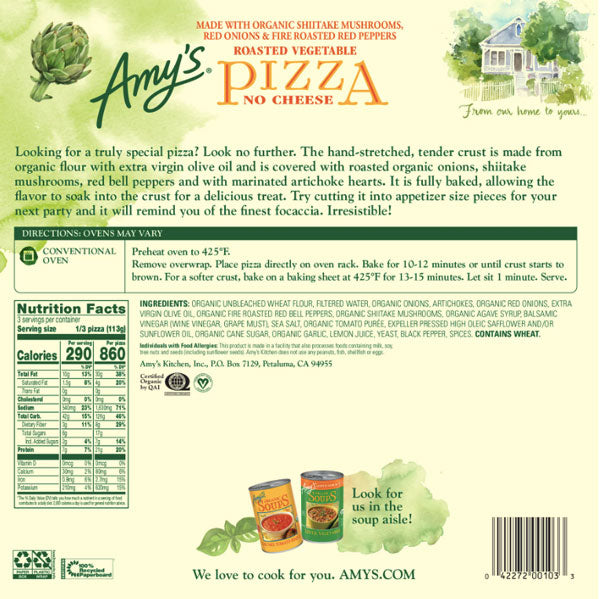 Amy's Vegan Roasted Vegetable Pizza, Frozen, 12oz
