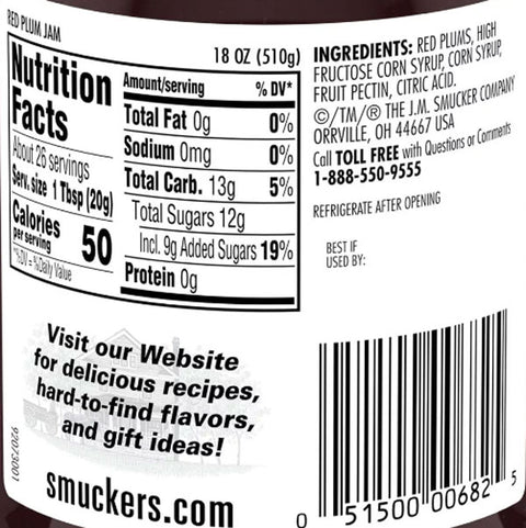 Smucker's Red Plum Jam, 18 oz