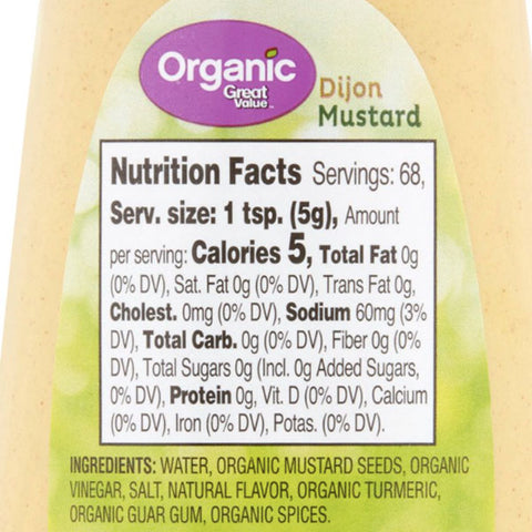 Great Value Organic Dijon Mustard, 12 oz