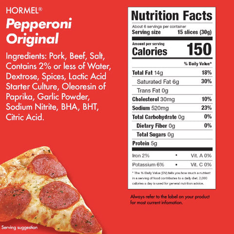 Hormel Original Pepperoni Slices, 6oz