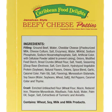 Caribbean Food Delights Jamaican Style Beefy Cheese Patties, 10 Count