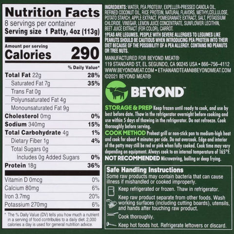 Beyond Meat Cookout Classic Plant-Based Burger Patties, Frozen, 32oz, 8 Count