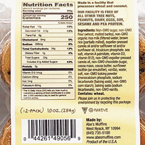 Abe's Vegan Muffins Vegan Chocolate Chip Cookie Mini Muffins, 10 oz, 12 Count