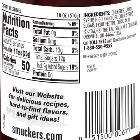 Smucker's Cherry Preserves, 18 oz