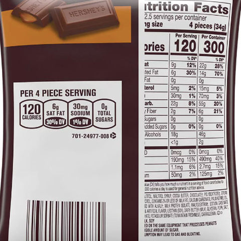 Hershey's Sugar Free Caramel Filled Chocolate Candy Bars, 3 oz