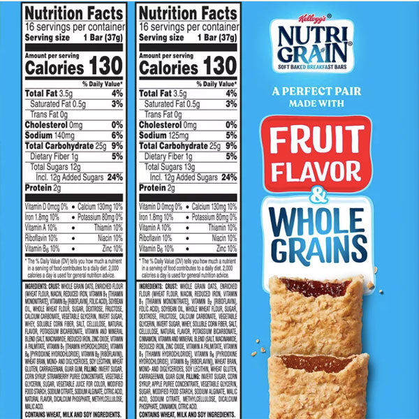 Kellogg's Nutri-Grain Value Pack Strawberry and Apple Cinnamon Bars, 32 Ct