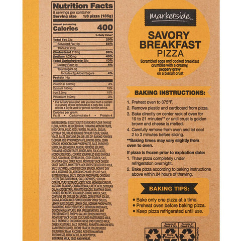 Marketside Biscuit-Crust Savory Breakfast Pizza, Medium, 38.2 oz