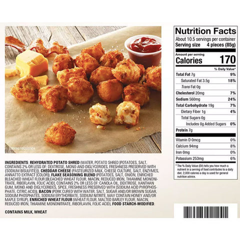 Stuffed Foods Potato Cheddar Bacon Tots, 32 oz.