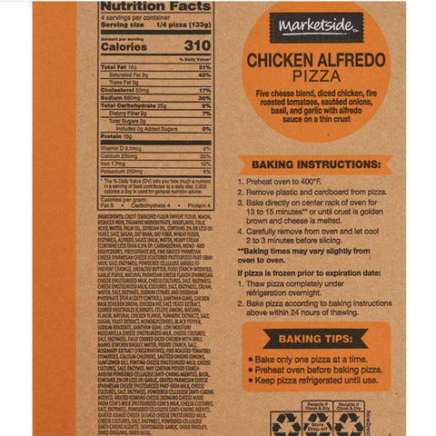 Marketside Chicken Alfredo Pizza, Thin Crust, Medium, 18.7oz