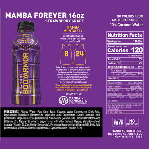 BodyArmor Sports Drink Mamba Forever Strawberry Grape, 16 fl oz