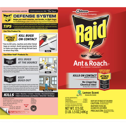 Raid Ant & Roach Killer 26, Lemon Fresh Scent, 17.5 oz