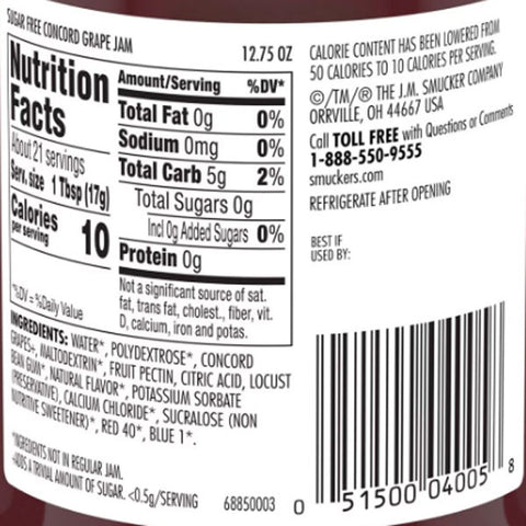 Smucker's Sugar Free Concord Grape Jam with Splenda Brand Sweetener, 12.75 oz