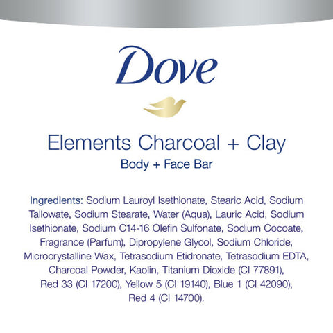 Dove Men+Care Elements Charcoal + Clay Body and Face Bar 4 Oz, 4 Count