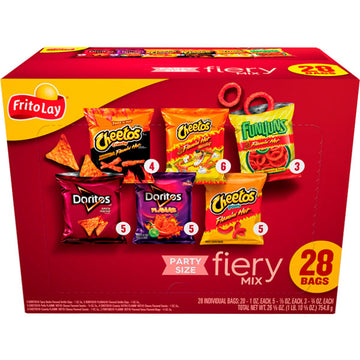Frito Lay Chip Fiery Mix Variety Pack, Party Mix, 28 Count