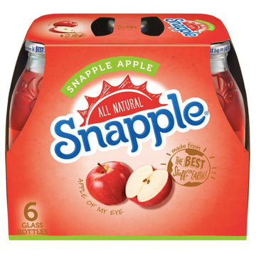 Snapple Apple, 16 fl oz Glass Bottles, 6 Count