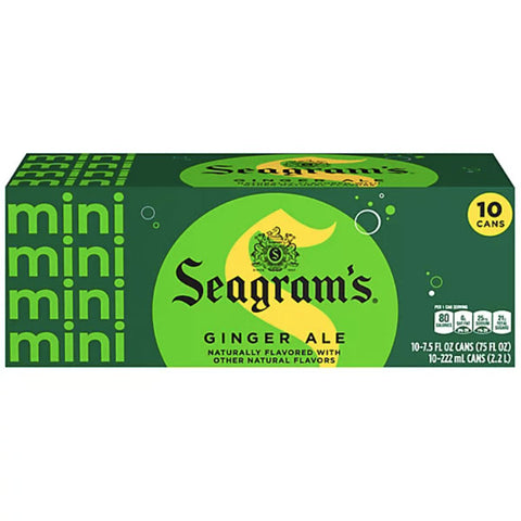 Seagrams Soda Pop Ginger Ale, Mini Cans, 7.5 fl oz. 10 Count