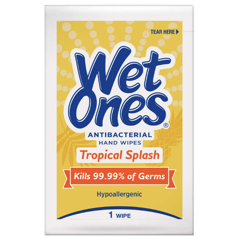 Wet Ones Antibacterial Hand Wipes Singles, Tropical Splash, 24 Count