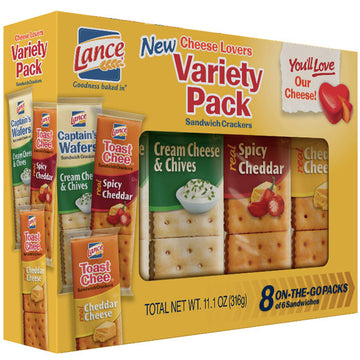 Lance Cheese Lovers Variety Pack Sandwich Crackers, 8 Ct