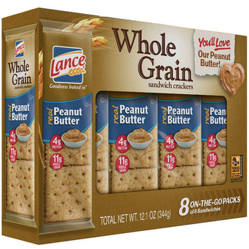 Lance Whole Grain Peanut Butter Sandwich Crackers, 8 Ct