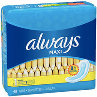 Always Maxi, Size 1, Regular Pads Wingless, 48 Ct - Water Butlers