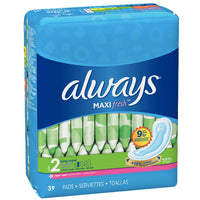 Always Maxi, Size 2, Super Pads Wingless, 39 Ct - Water Butlers