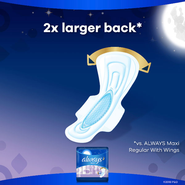 Always Maxi Overnight Extra Heavy Flow With Wings, Unscented Pads 27 Count