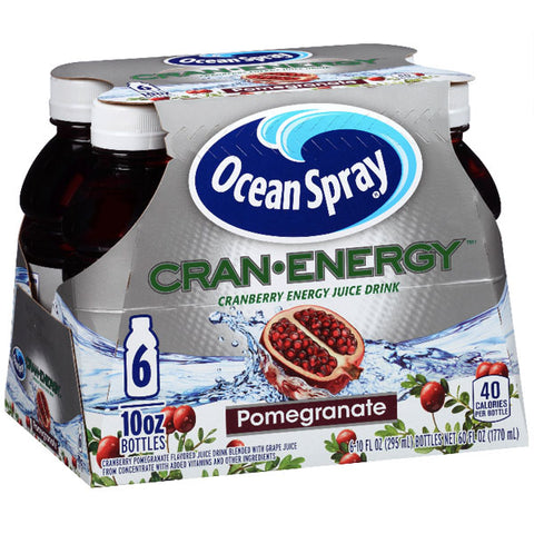 Ocean Spray Cran Energy Pomegranate Juice, 10 Fl Oz, 6 Count - Water Butlers