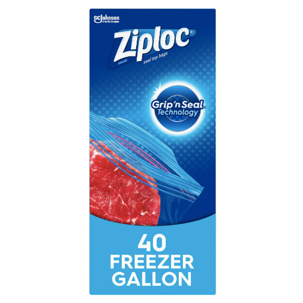 Ziploc Brand Freezer Bags with Grip 'n Seal Technology, Gallon, 40 Count